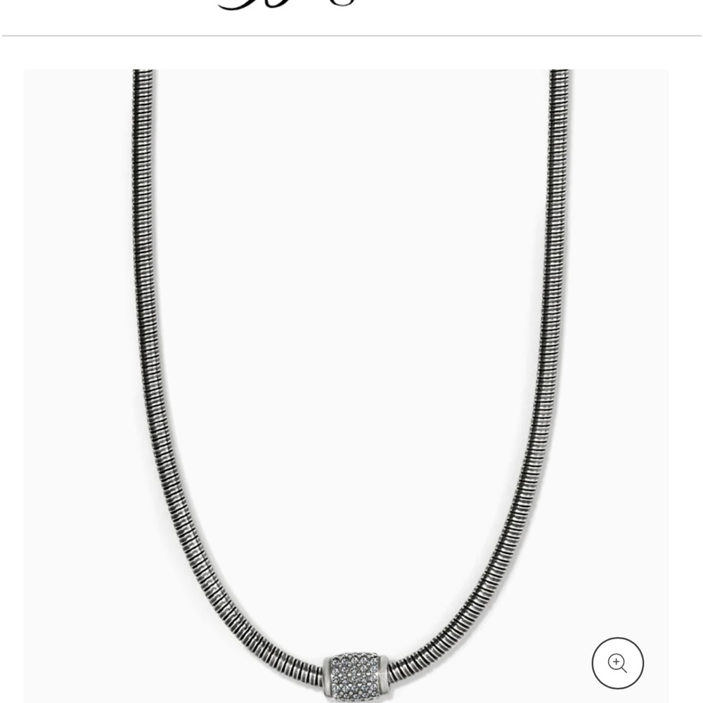Brighton Silver Pave Bar Snake Chain Necklace